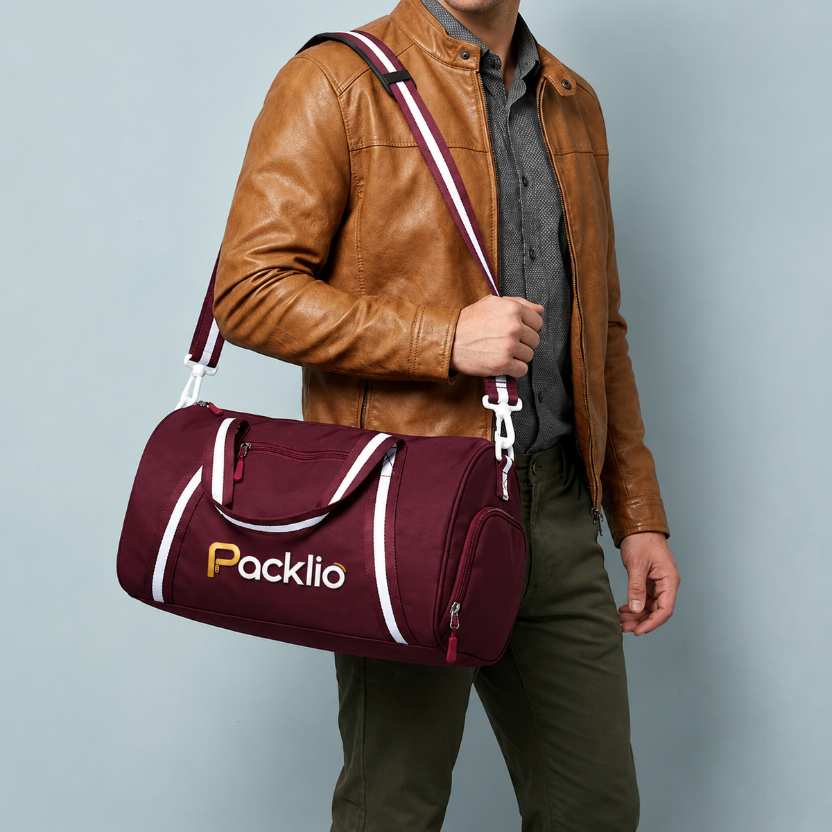 Packlio Gym Duffel Bag – Navy Blue & Red