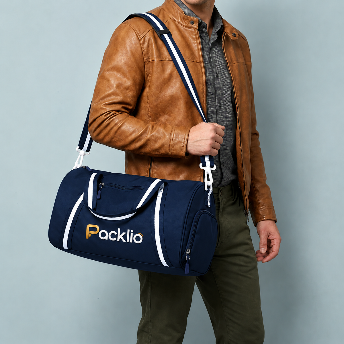 Packlio Gym Duffel Bag – Navy Blue & Red