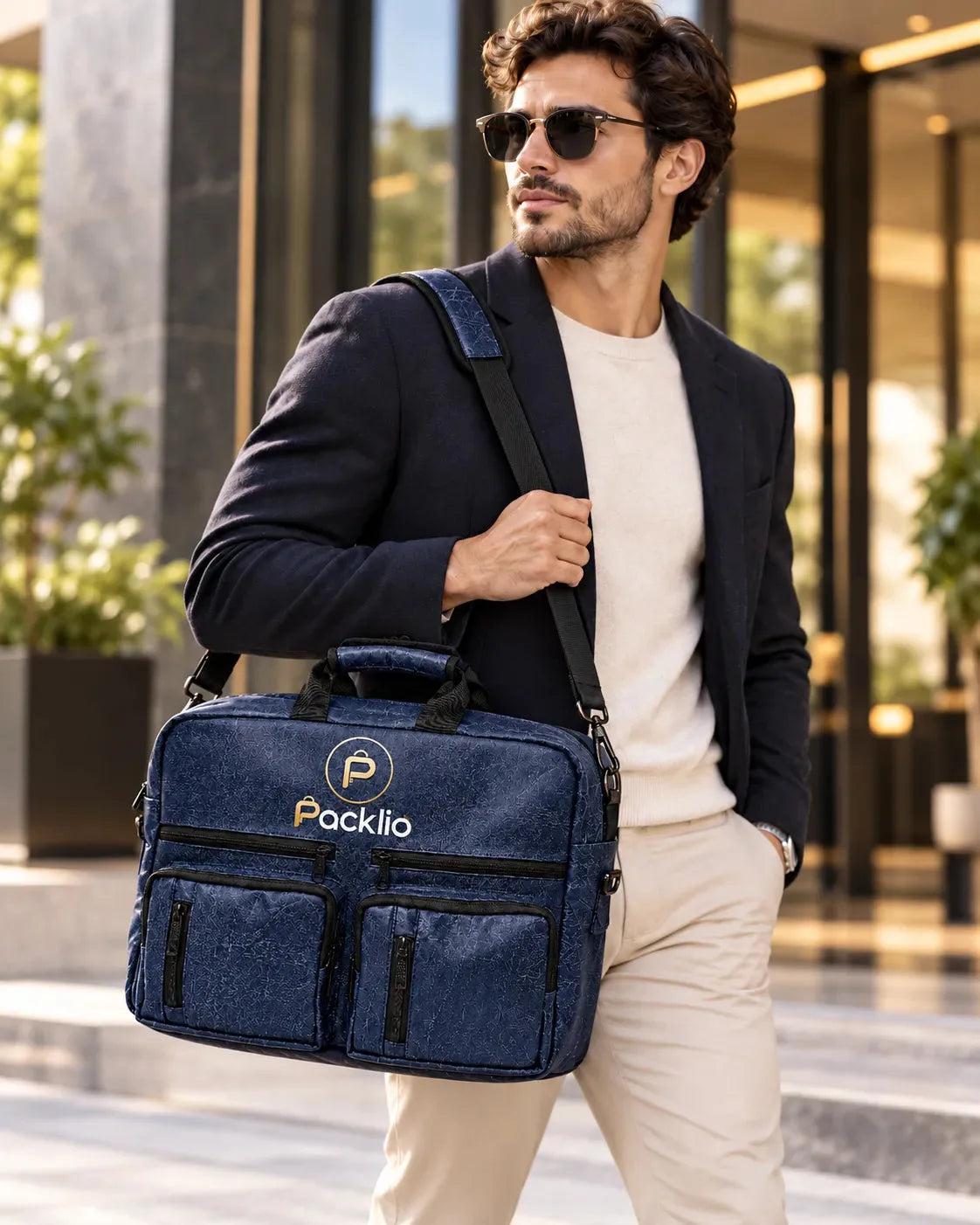 Packlio Laptop Backpack – Brown & Blue