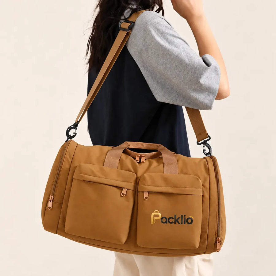 Packlio Gym Duffel Bag – Brown & Beige