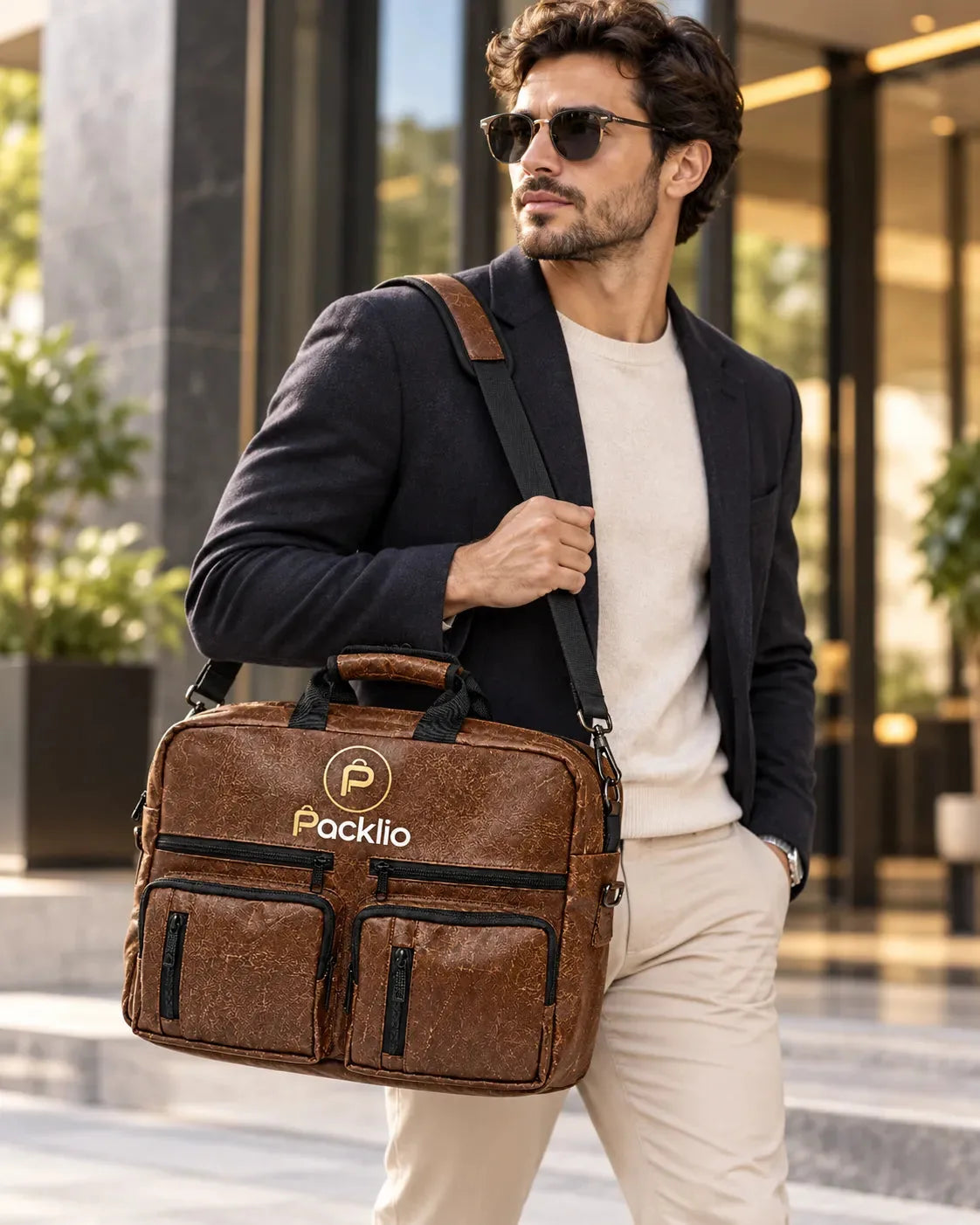 Packlio Laptop Backpack – Brown & Blue